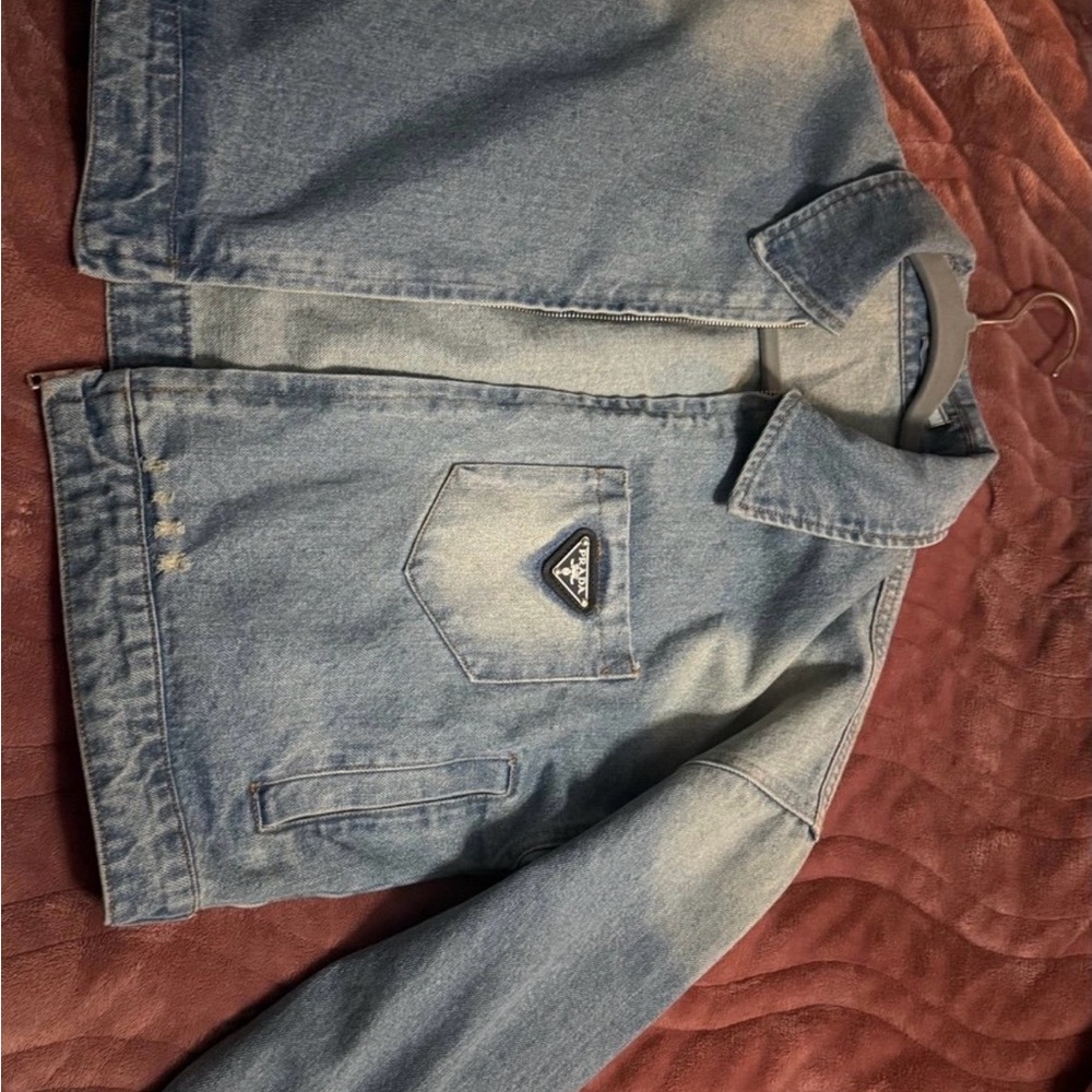 Prada Blue Cropped Denim Jacket - Picture 4 of 13